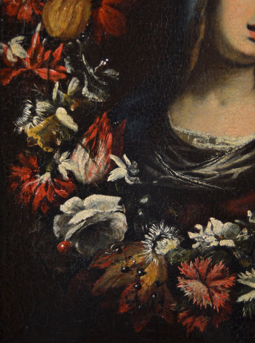 Ghirlanda di fiori con la Vergine, Giovanni Stanchi (Roma 1608 - 1675) bottega di-photo-5
