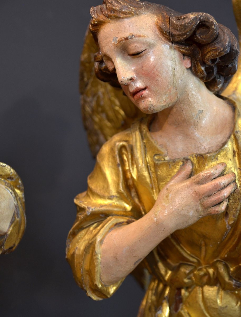 Grandi angeli alati Barocchi, Gian Lorenzo Bernini (1598-1680) cerchia di  (h. 88 cm) -photo-1