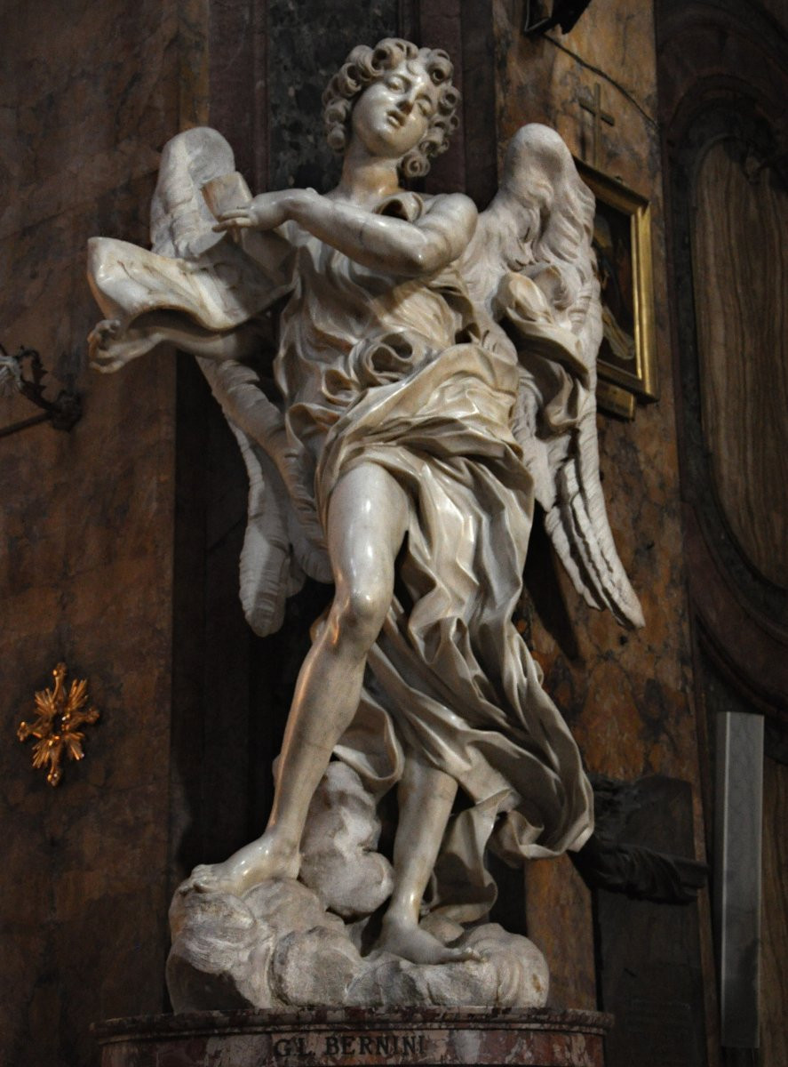 Grandi angeli alati Barocchi, Gian Lorenzo Bernini (1598-1680) cerchia di  (h. 88 cm) -photo-8