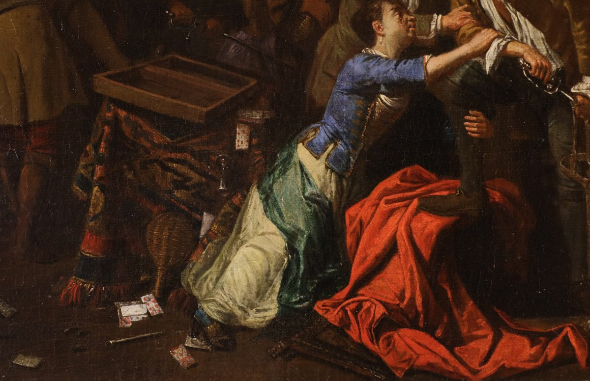 'Banchetto' e 'Rissa', Coppia di opere firmate Pieter Angillis (1685 - 1734)-photo-6