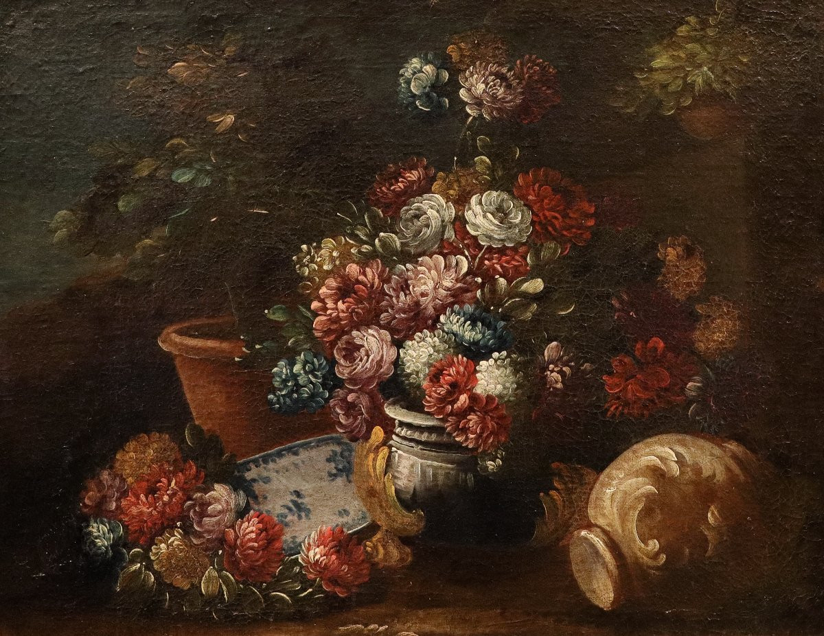 Natura morta di fiori in un giardino, Francesco Lavagna (Napoli, 1684 - 1724) cerchia-photo-2