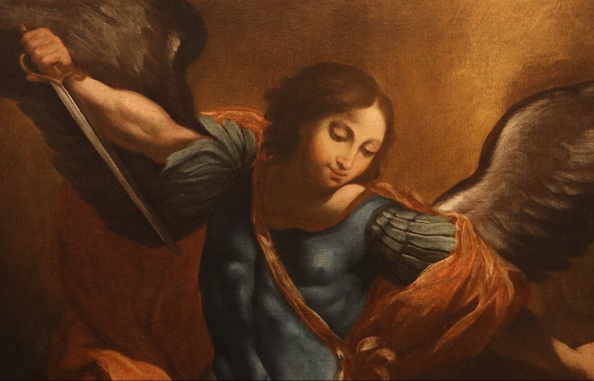 L’Arcangelo Michele, Guido Reni (Bologna 1575 - 1642) Seguace di-photo-3