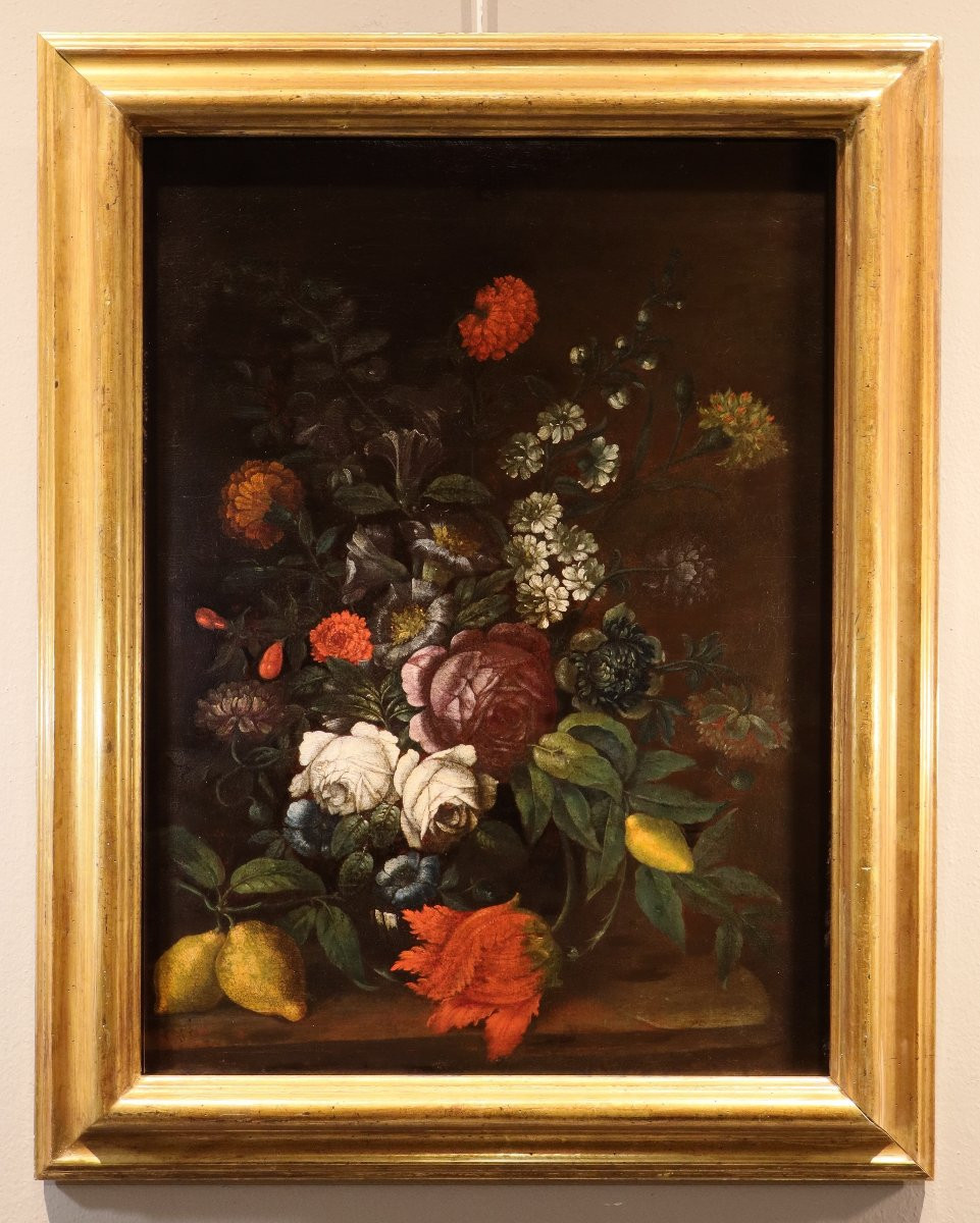 Natura morta con fiori e agrumi, Seguace di Abraham Brueghel (Anversa, 1631 – Napoli, 1697)-photo-2