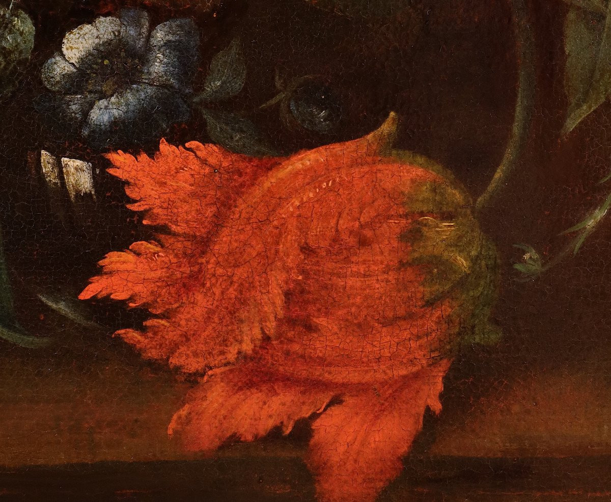 Natura morta con fiori e agrumi, Seguace di Abraham Brueghel (Anversa, 1631 – Napoli, 1697)-photo-4