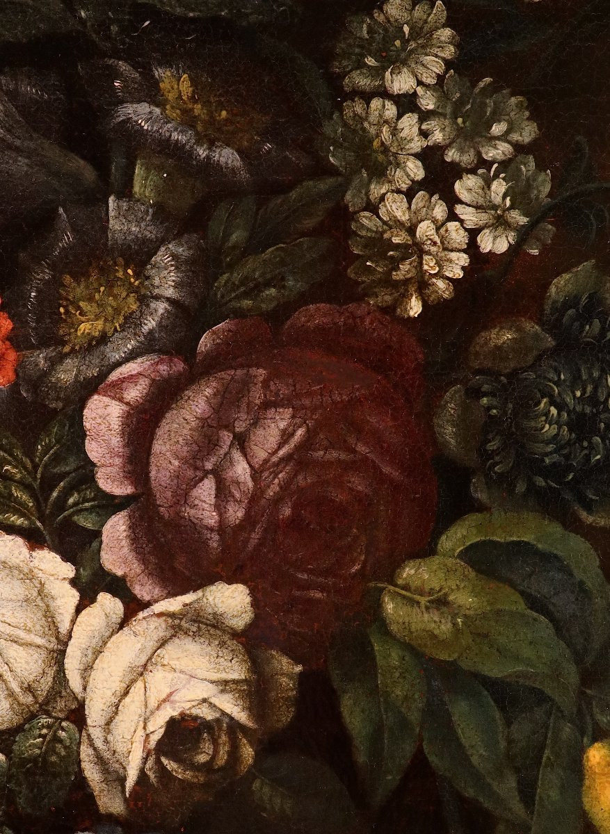 Natura morta con fiori e agrumi, Seguace di Abraham Brueghel (Anversa, 1631 – Napoli, 1697)-photo-5