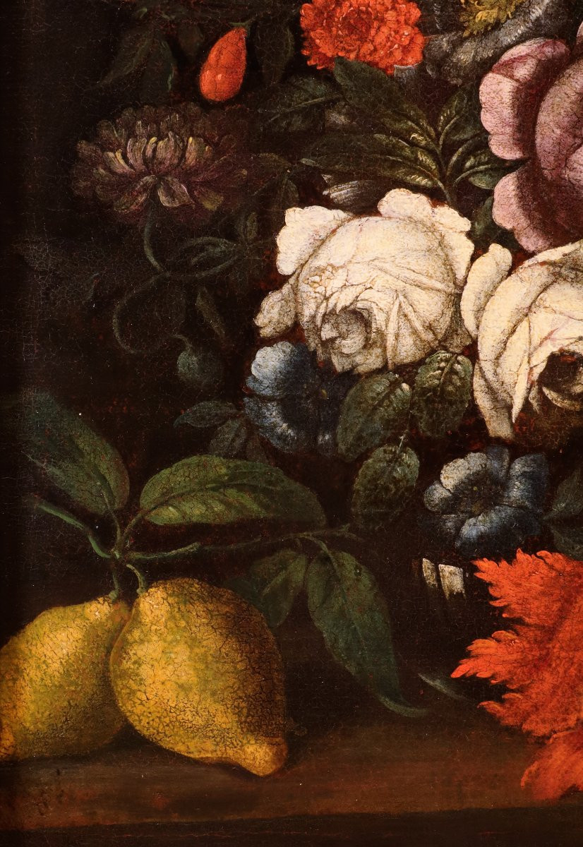 Natura morta con fiori e agrumi, Seguace di Abraham Brueghel (Anversa, 1631 – Napoli, 1697)-photo-7
