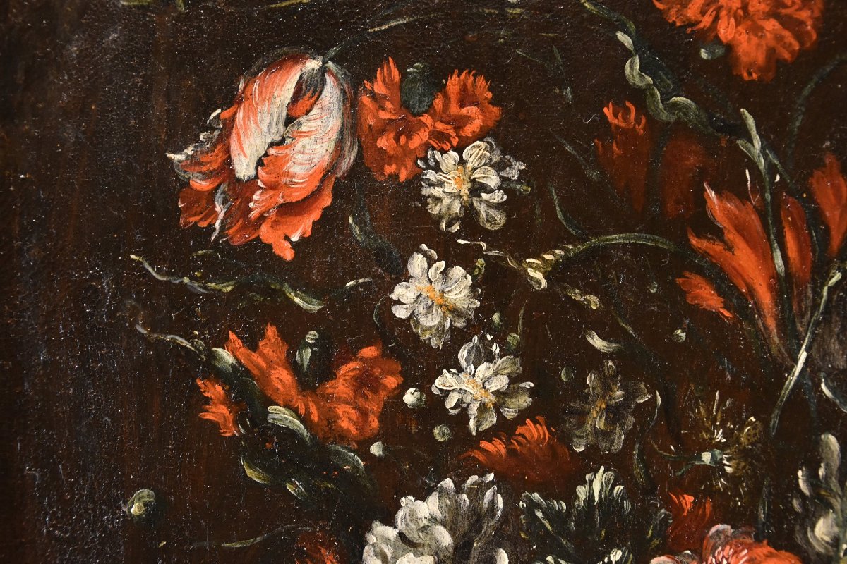 Francesca Volò Smiller (Milano, 1657 - 1700), Composizione floreale in vaso sbalzato-photo-4