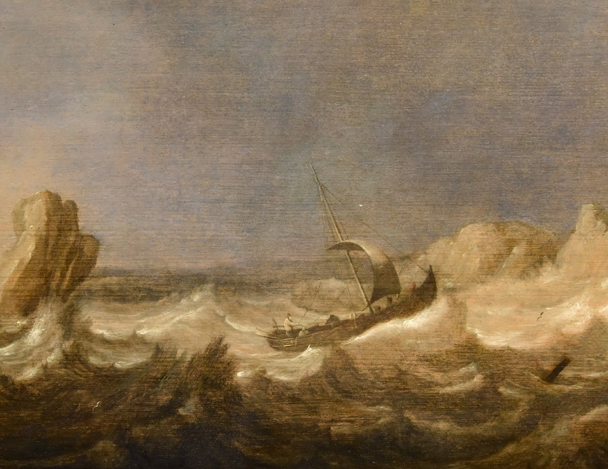 Veduta marina con vascelli, Julius Porcellis (Rotterdam 1610 – 1645 Leiden) attribuibile-photo-3