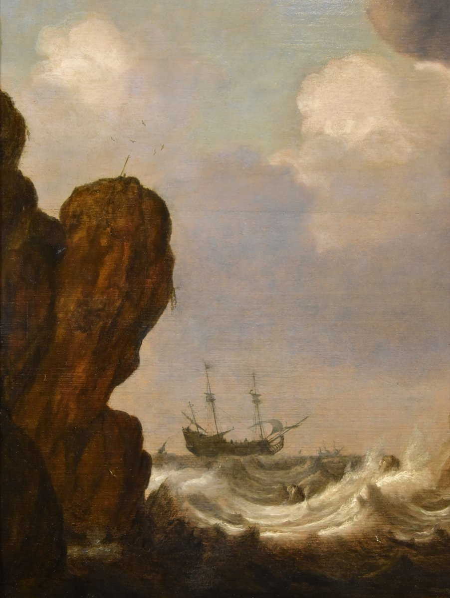 Veduta marina con vascelli, Julius Porcellis (Rotterdam 1610 – 1645 Leiden) attribuibile-photo-5