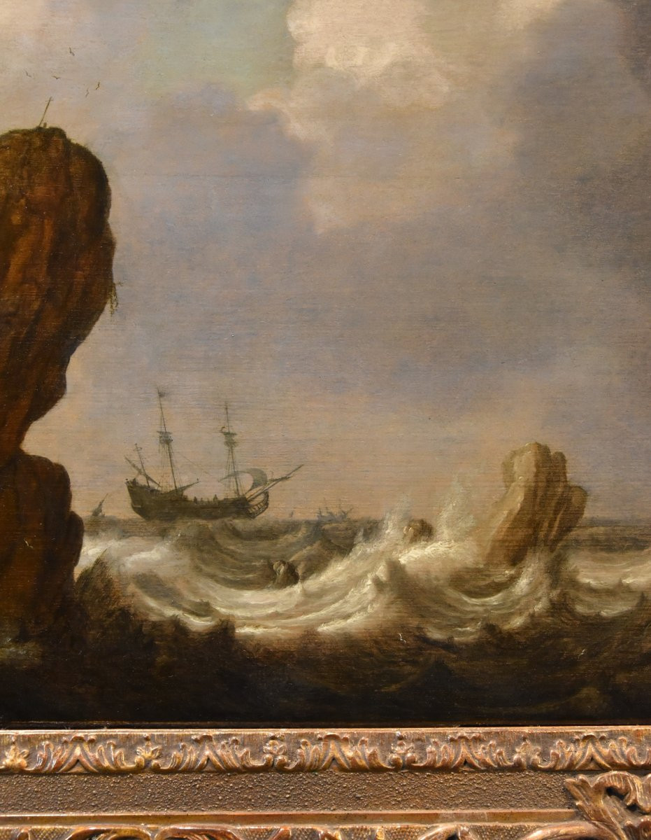 Veduta marina con vascelli, Julius Porcellis (Rotterdam 1610 – 1645 Leiden) attribuibile-photo-6