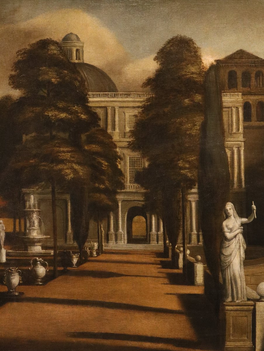 Veduta di una villa con giardino all'italiana, Isaac de Moucheron (Amsterdam 1667 - 1744)-photo-3
