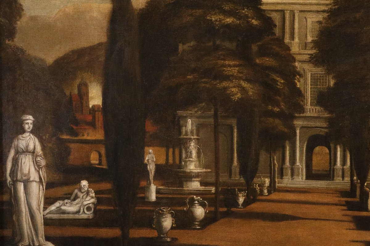 Veduta di una villa con giardino all'italiana, Isaac de Moucheron (Amsterdam 1667 - 1744)-photo-4