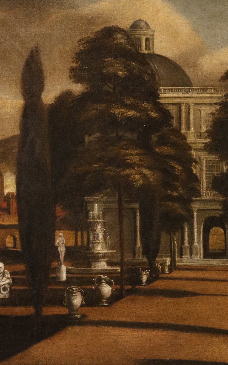 Veduta di una villa con giardino all'italiana, Isaac de Moucheron (Amsterdam 1667 - 1744)-photo-2