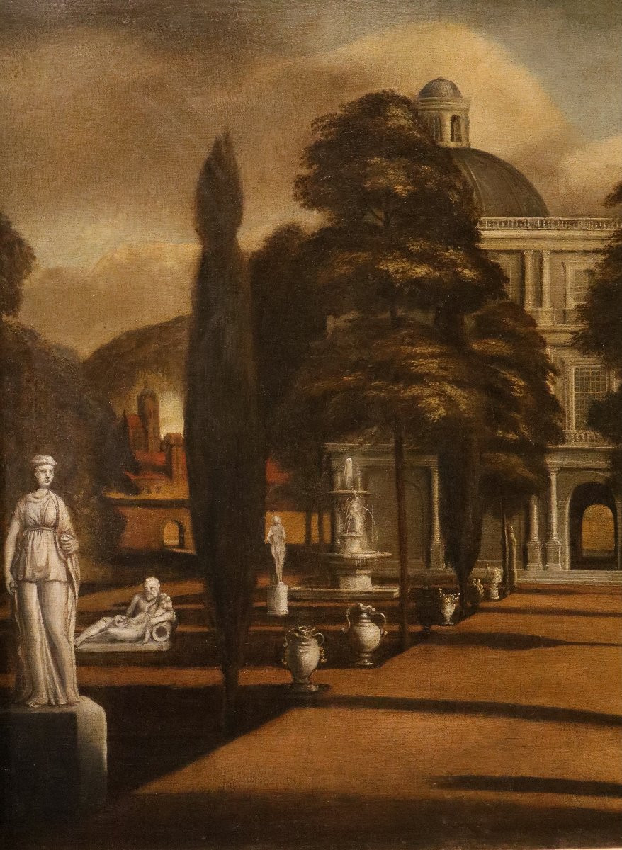 Veduta di una villa con giardino all'italiana, Isaac de Moucheron (Amsterdam 1667 - 1744)-photo-3
