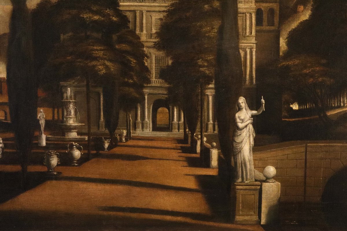 Veduta di una villa con giardino all'italiana, Isaac de Moucheron (Amsterdam 1667 - 1744)-photo-6