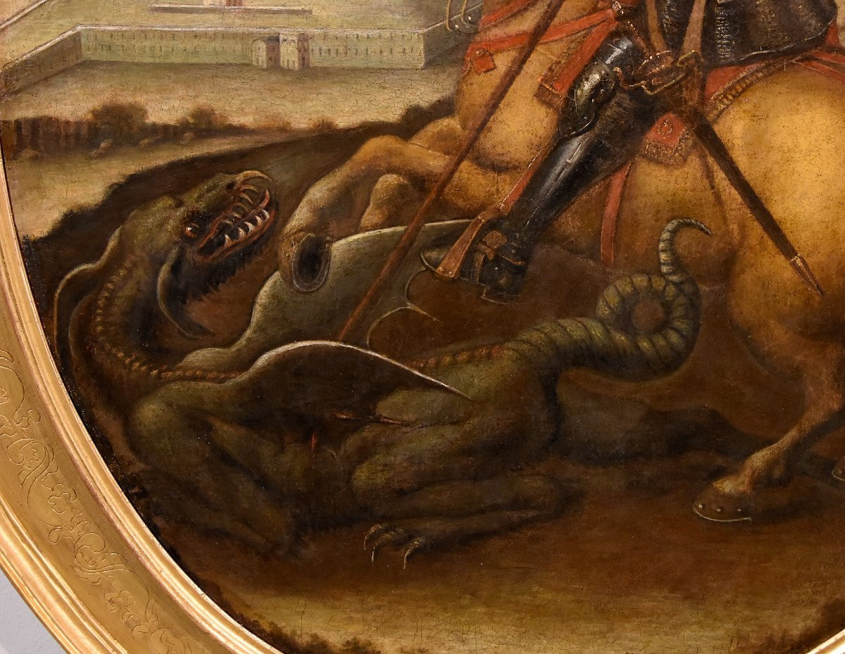 San Giorgio sconfigge il Drago, Raffaello Sanzio (Urbino, 1483 – Roma, 1520) Seguace di-photo-3