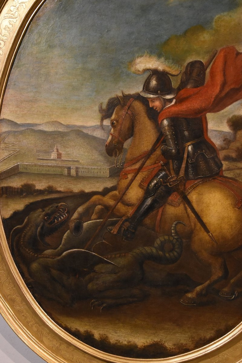 San Giorgio sconfigge il Drago, Raffaello Sanzio (Urbino, 1483 – Roma, 1520) Seguace di-photo-4