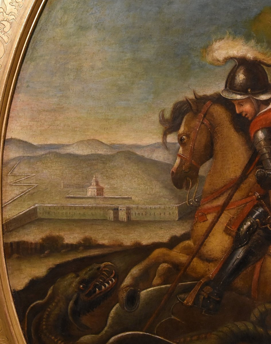 San Giorgio sconfigge il Drago, Raffaello Sanzio (Urbino, 1483 – Roma, 1520) Seguace di-photo-4