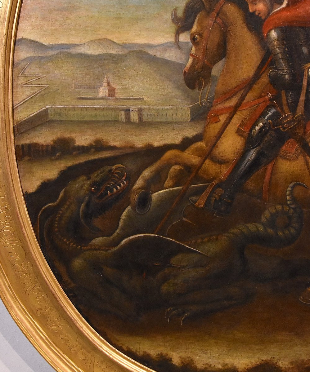 San Giorgio sconfigge il Drago, Raffaello Sanzio (Urbino, 1483 – Roma, 1520) Seguace di-photo-5