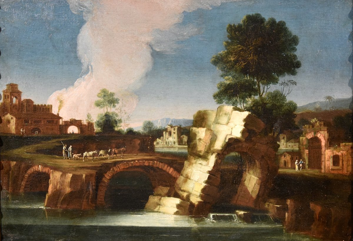  Paolo Anesi (Roma 1697 - 1773), Paesaggio fluviale della campagna laziale
