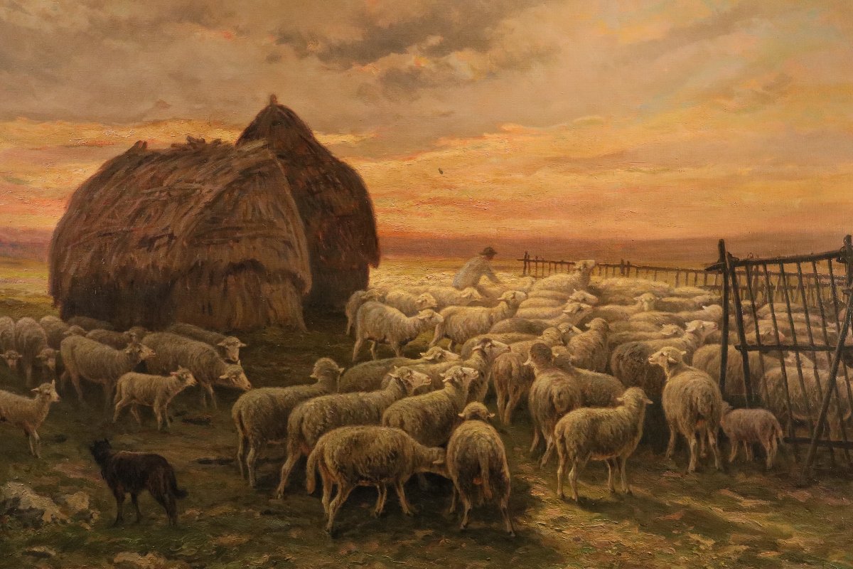 Paesaggio al tramonto con gregge al pascolo, Charles Ferdinand Ceramano (1829 – 1909)-photo-5