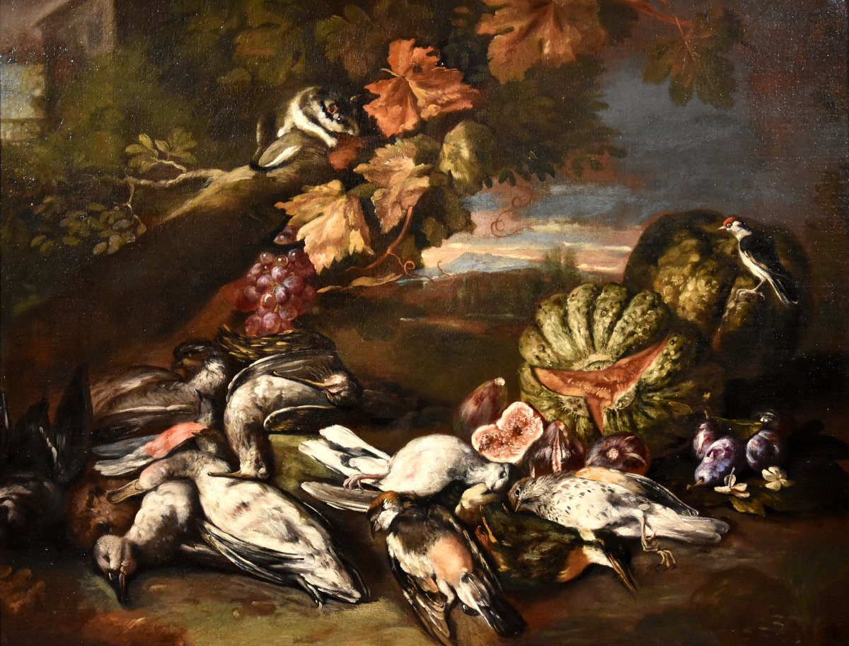 Natura morta in un paesaggi, Giovanni Paolo Castelli (Roma, 1659 – 1730)