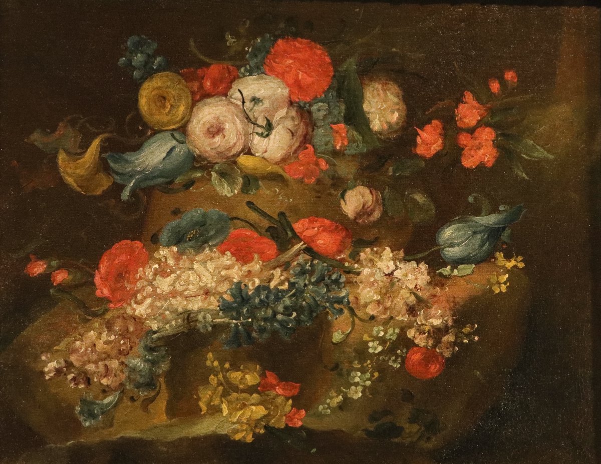 Coppia di nature morte di fiori, Antoine Monnoyer (1671 - 1747) attr.-photo-3
