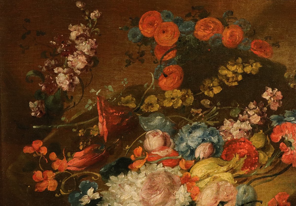 Coppia di nature morte di fiori, Antoine Monnoyer (1671 - 1747) attr.-photo-2