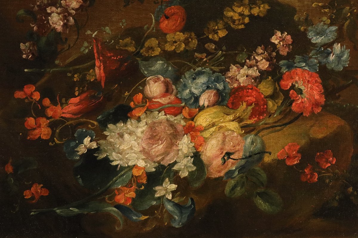 Coppia di nature morte di fiori, Antoine Monnoyer (1671 - 1747) attr.-photo-4