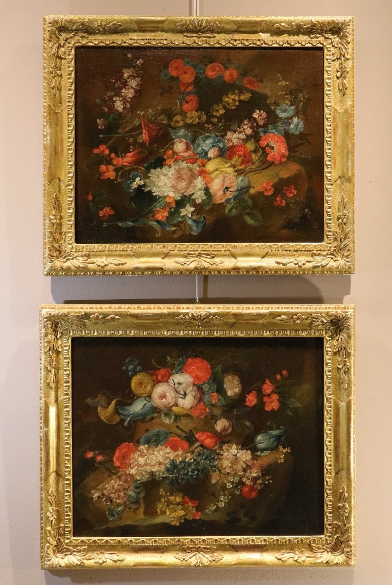 Coppia di nature morte di fiori, Antoine Monnoyer (1671 - 1747) attr.