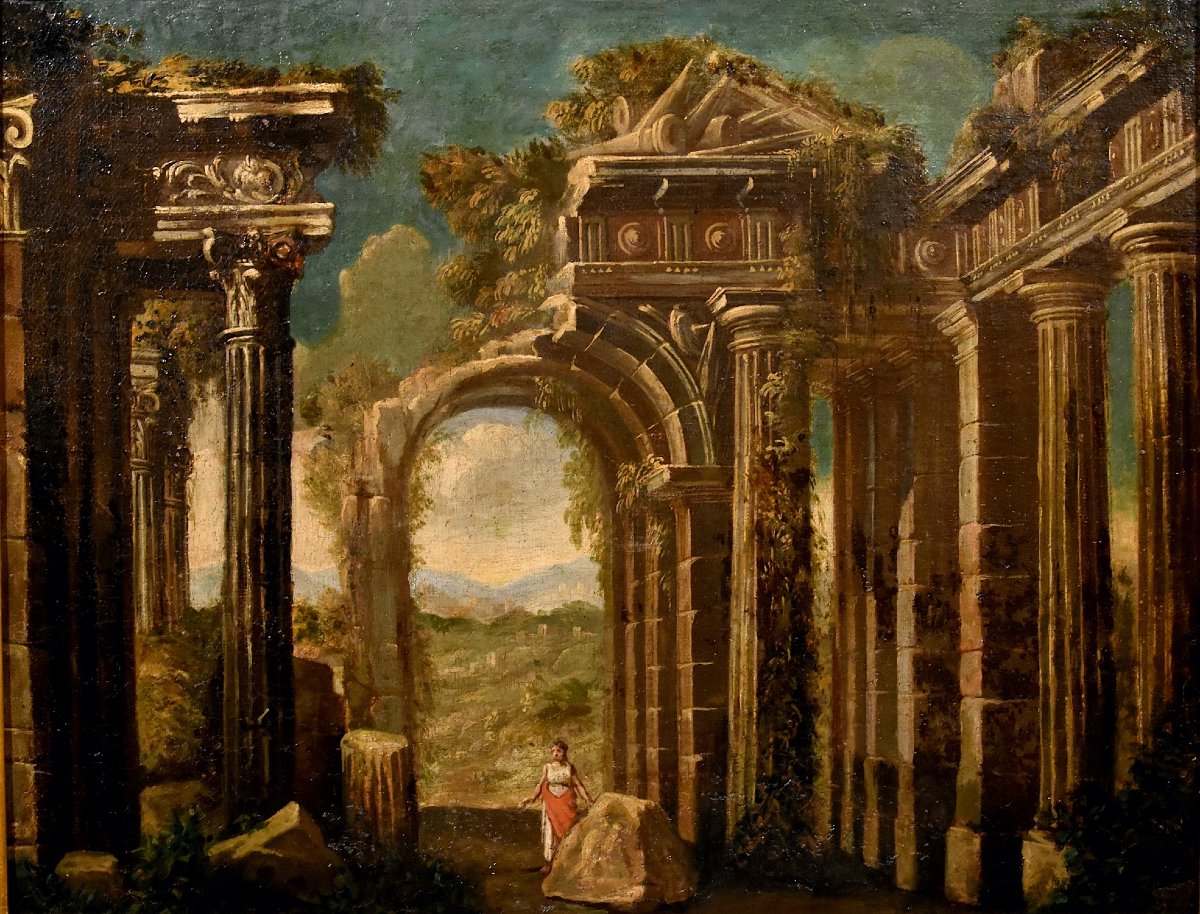 Coppia di capricci con rovine classiche, Niccolò Codazzi (Napoli 1642 - Genova 1693) seguace-photo-4