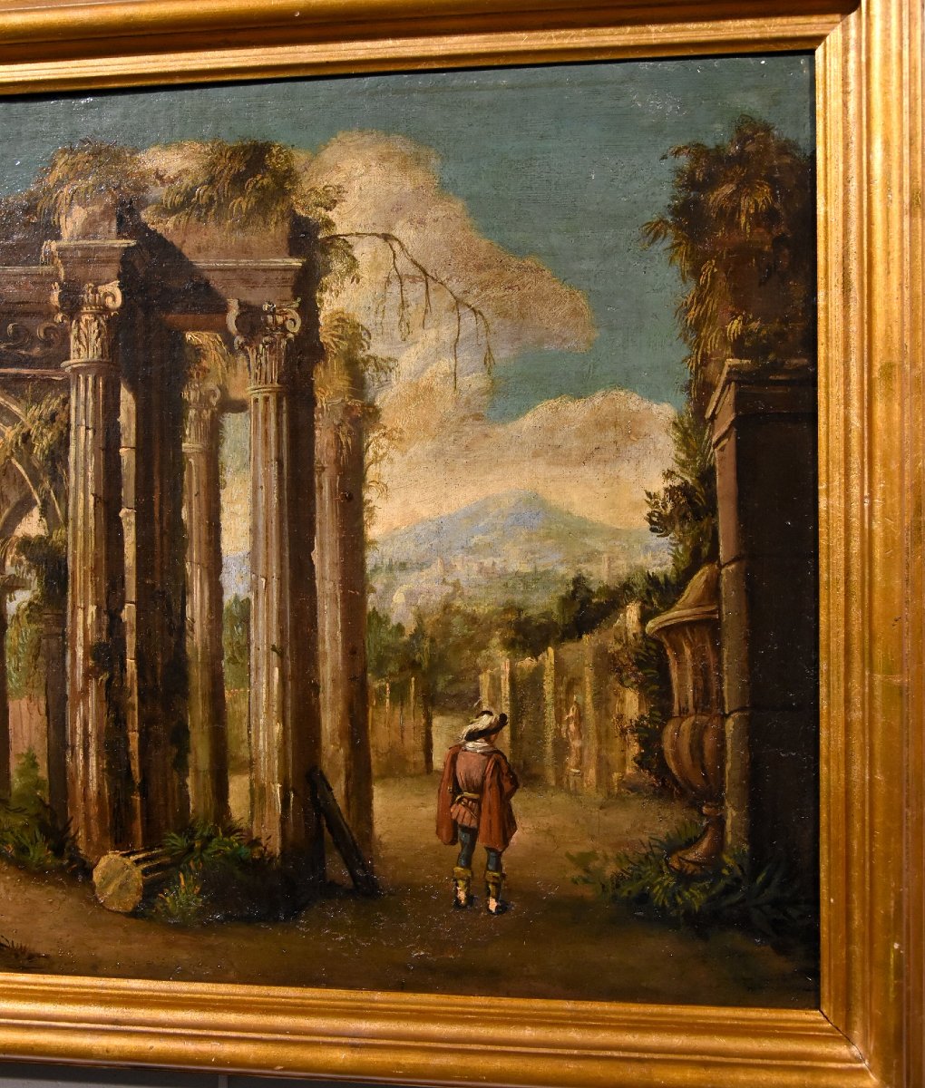 Coppia di capricci con rovine classiche, Niccolò Codazzi (Napoli 1642 - Genova 1693) seguace-photo-3
