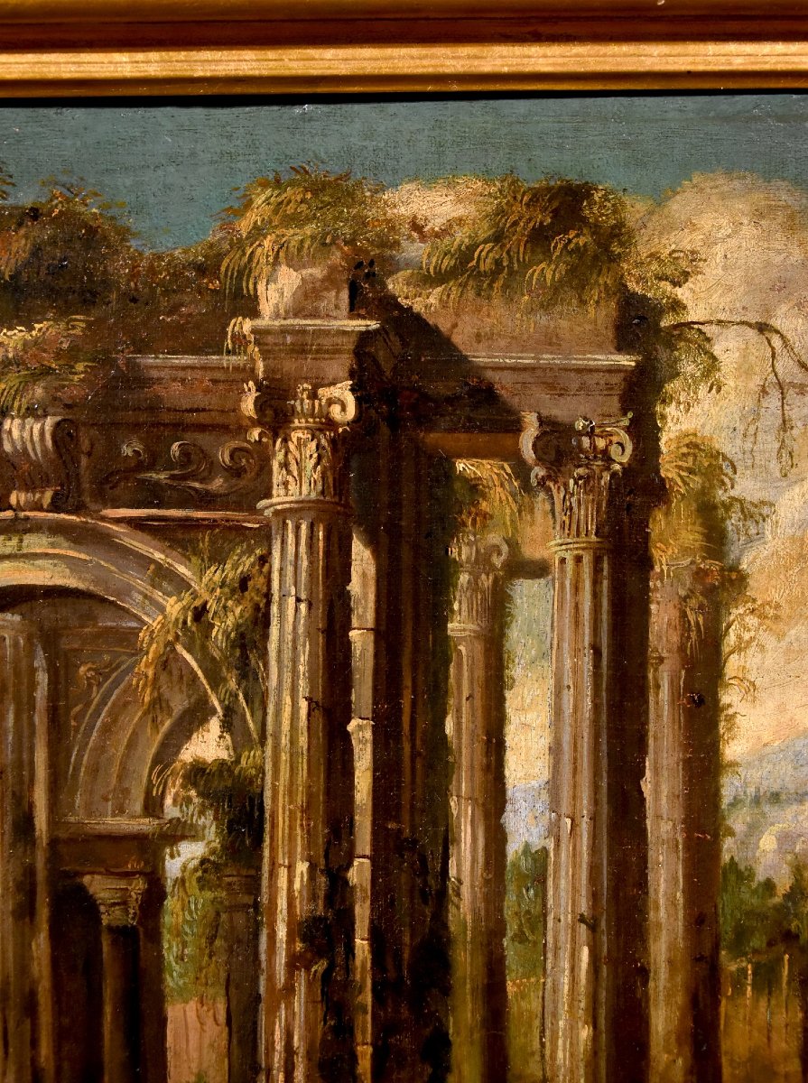 Coppia di capricci con rovine classiche, Niccolò Codazzi (Napoli 1642 - Genova 1693) seguace-photo-4