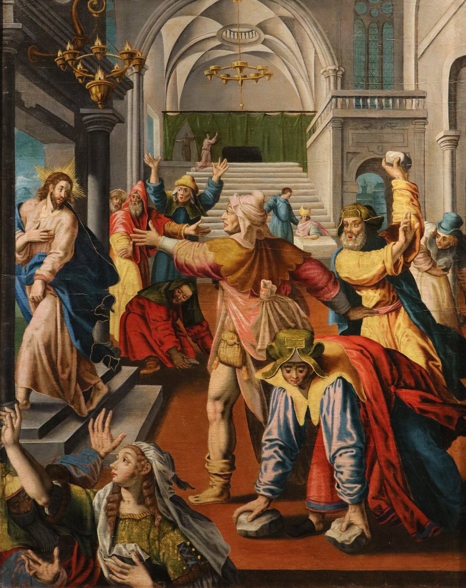 Cristo cacciato dal Tempio di Gerusalemme, Maarten de Vos (Anversa, 1532 - 1603) bottega