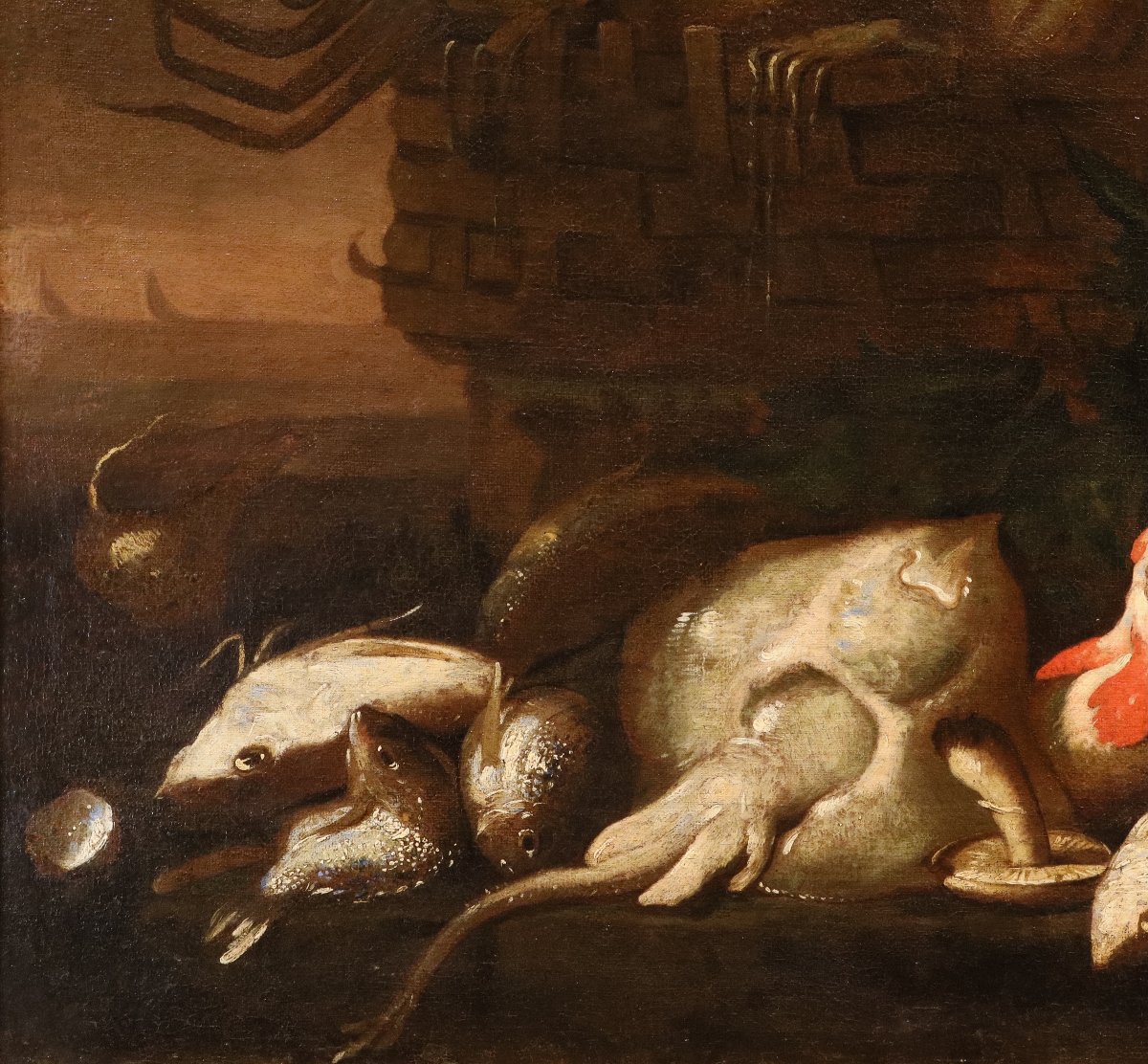 Elena Recco (Napoli, 1654 - 1700) Attribuito, Coppia di nature morte con pesci-photo-1