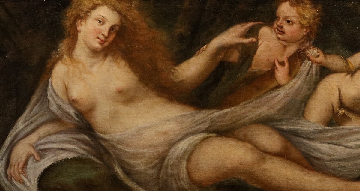 Venere con tre putti, Federico Cervelli (Milano, 1625 – Venezia, 1700)-photo-3
