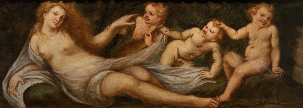 Venere con tre putti, Federico Cervelli (Milano, 1625 – Venezia, 1700)-photo-2