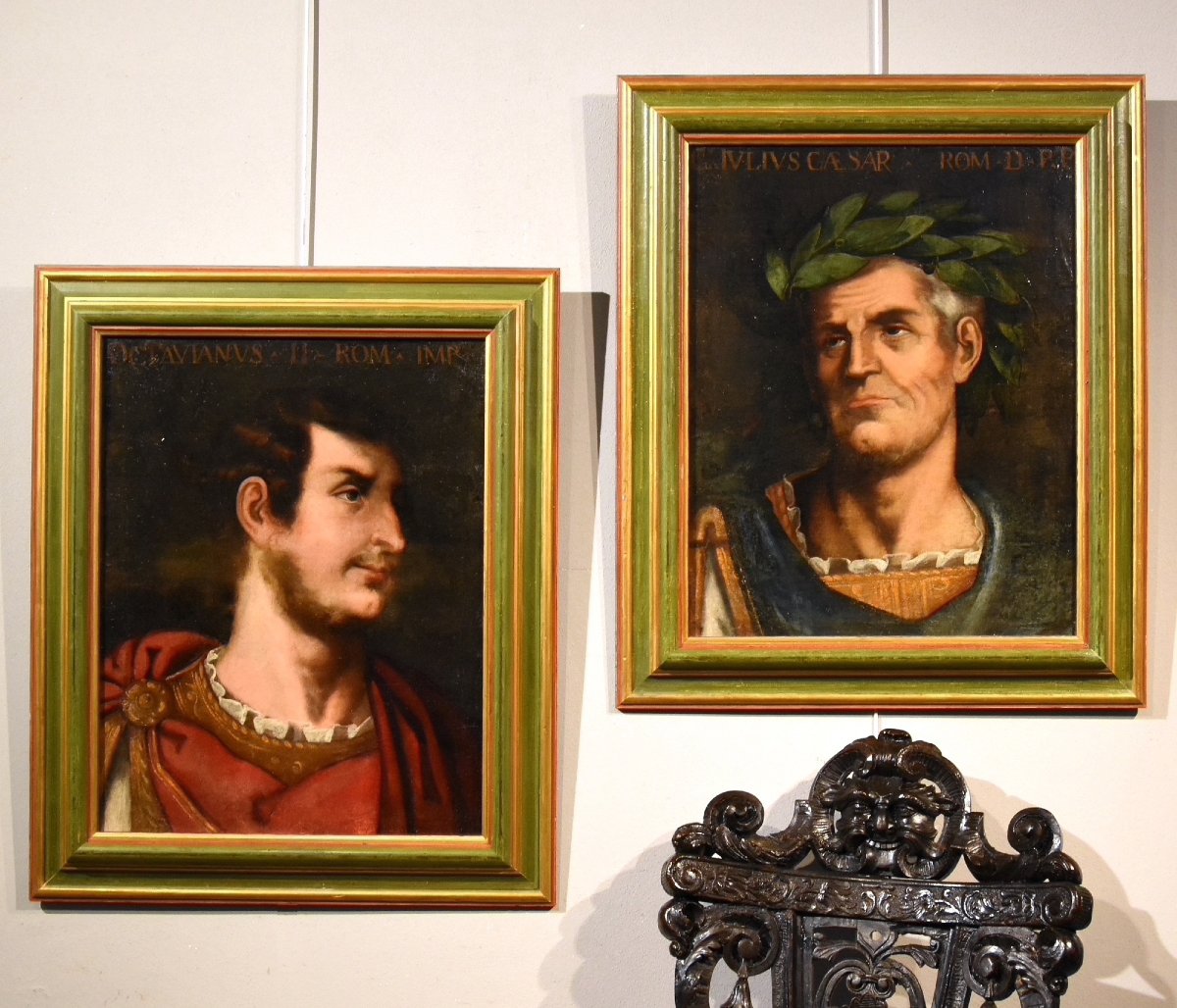 Gli imperatori romani Augusto e Giulio Cesare, seguace di Tiziano Vecellio