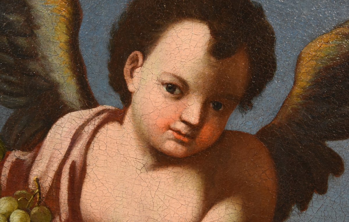 Composizione di frutta sorretta da tre angeli, Luigi Garzi (Pistoia 1638 – Roma1721)-photo-3