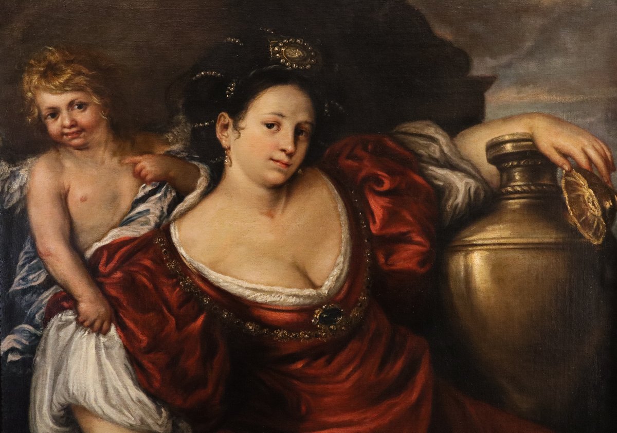 La regina Artemisia con amorino, Francesco Cairo (Milano 1607 - 1665) bottega di-photo-3