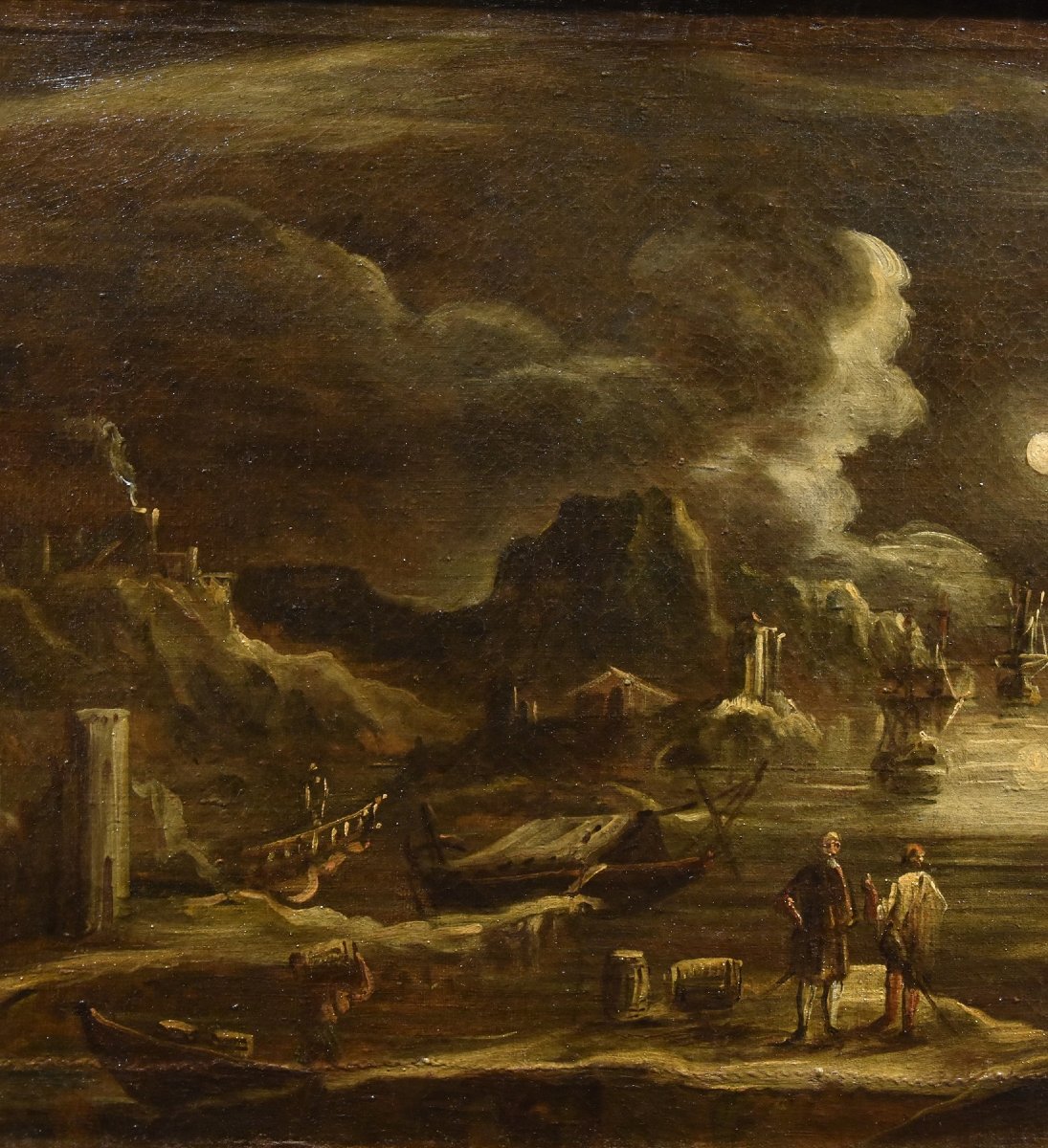 Veduta portuale al chiaro di luna, Giovanni Grevenbroeck  (Paesi Bassi, 1650 ca. – Milano 1699)-photo-4