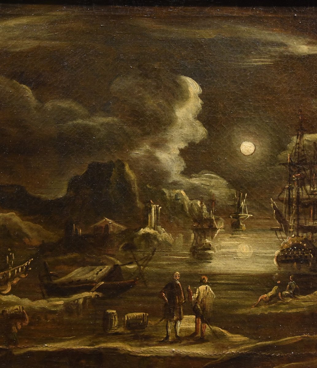 Veduta portuale al chiaro di luna, Giovanni Grevenbroeck  (Paesi Bassi, 1650 ca. – Milano 1699)-photo-1