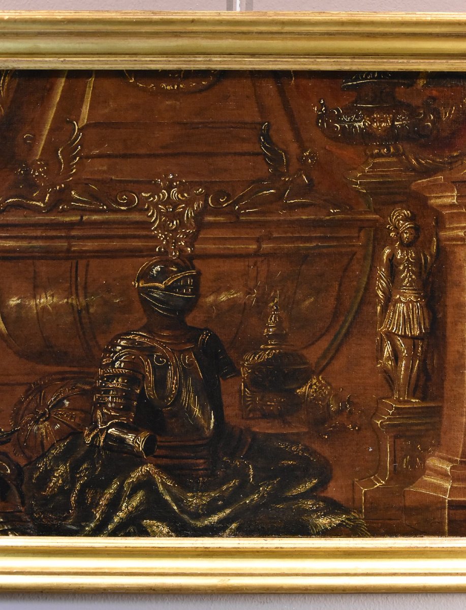 Antonio Tibaldi (Roma, 1635 c. - post 1675), Natura morta con armature, tendaggi ed -photo-2