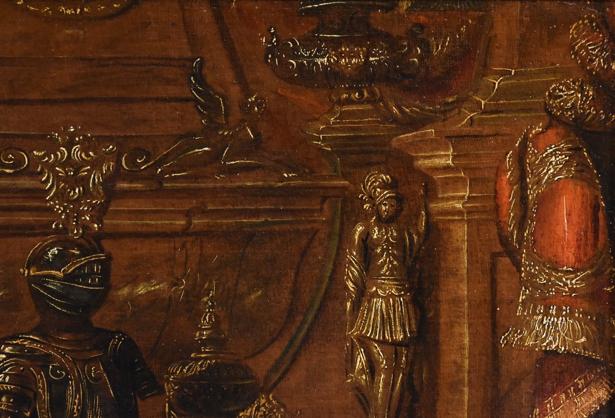 Antonio Tibaldi (Roma, 1635 c. - post 1675), Natura morta con armature, tendaggi ed -photo-5