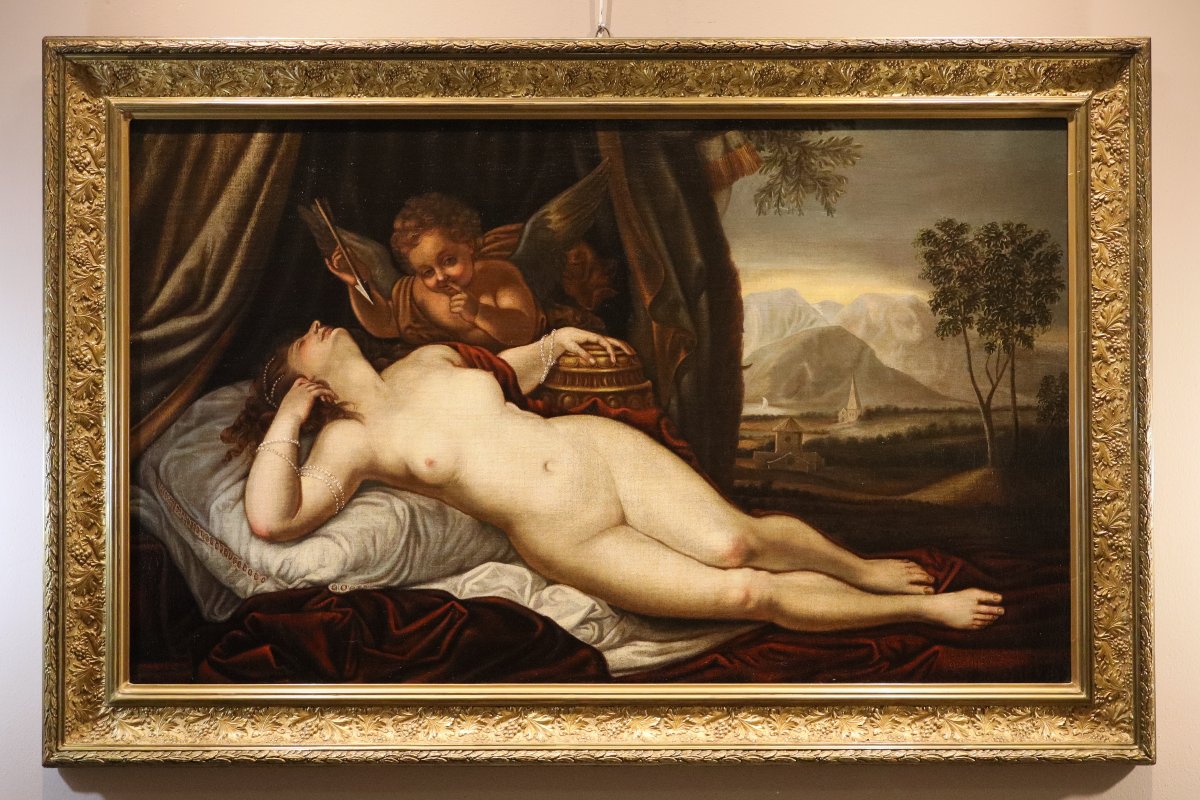 Venere dormiente con Cupido, Alessandro Varotari detto il Padovanino (1588 - 1649) Bottega di-photo-2