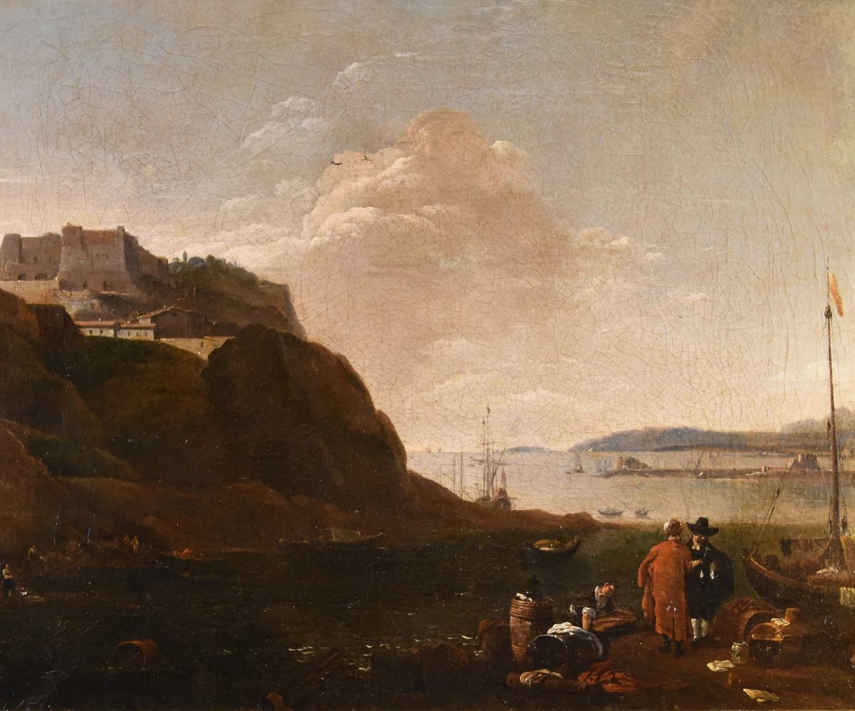 Veduta del Mediterraneo, Thomas Wyck  (1616- 1677) Firmato