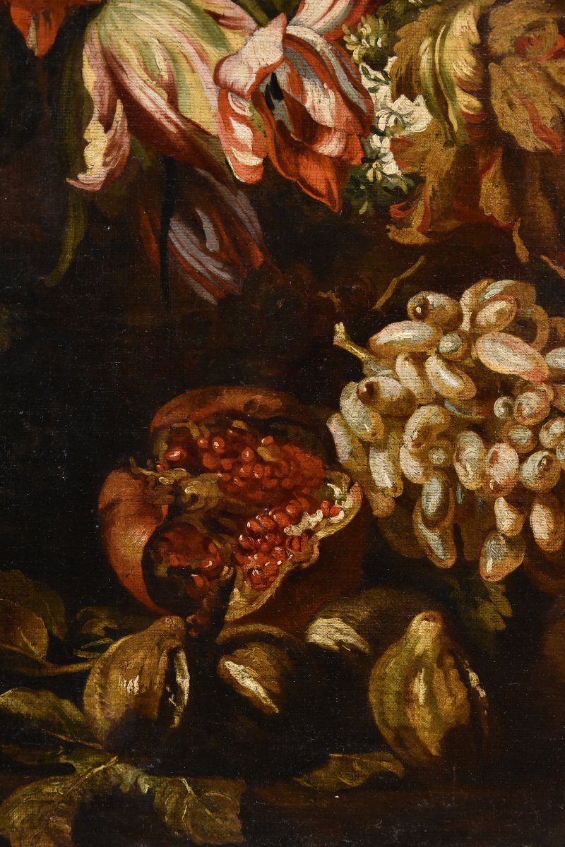 Natura morta con festone di fiori e frutta, Aniello Ascione (Napoli, notizie dal 1680 al 1708)-photo-3