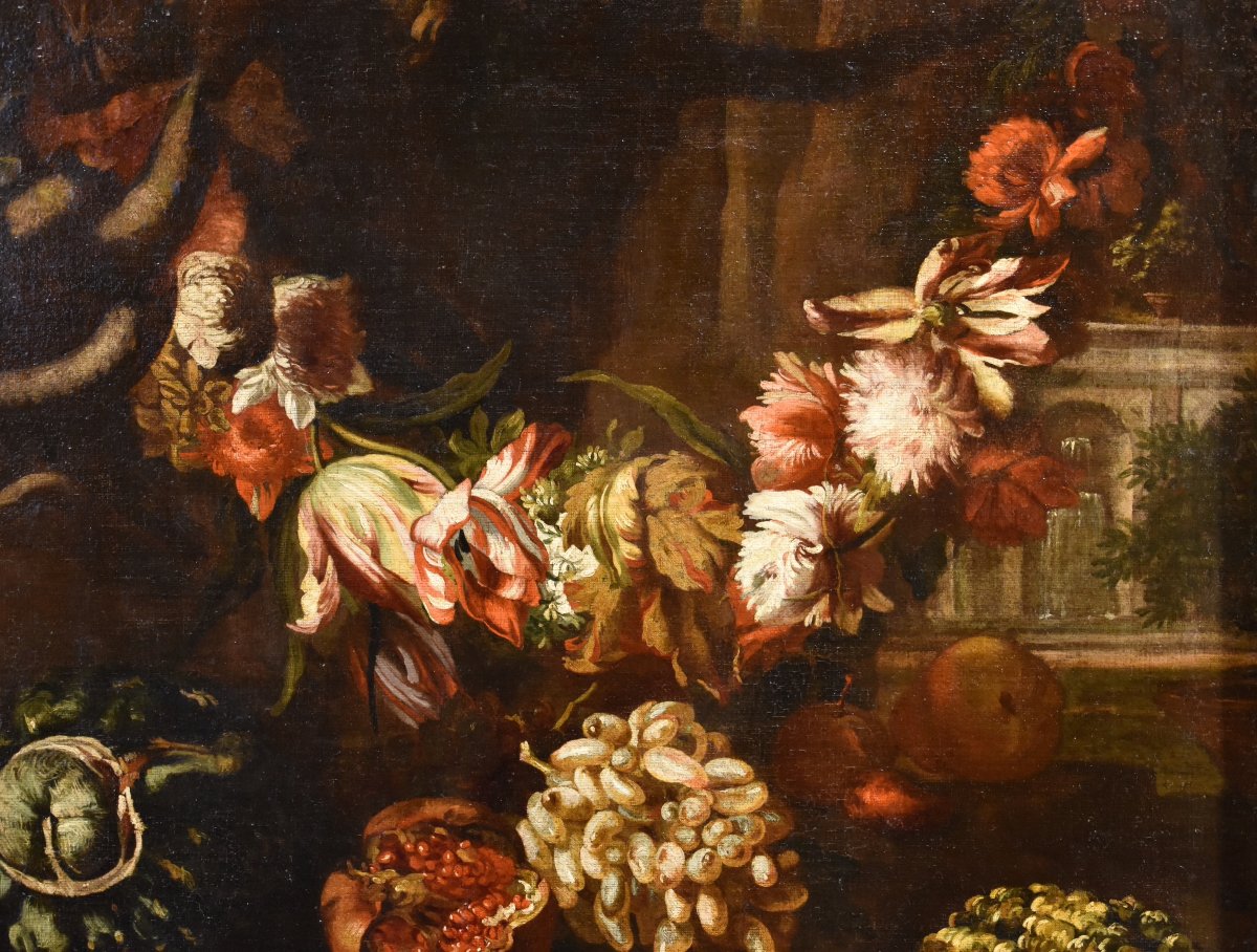 Natura morta con festone di fiori e frutta, Aniello Ascione (Napoli, notizie dal 1680 al 1708)-photo-1