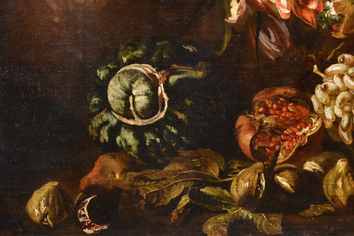 Natura morta con festone di fiori e frutta, Aniello Ascione (Napoli, notizie dal 1680 al 1708)-photo-2