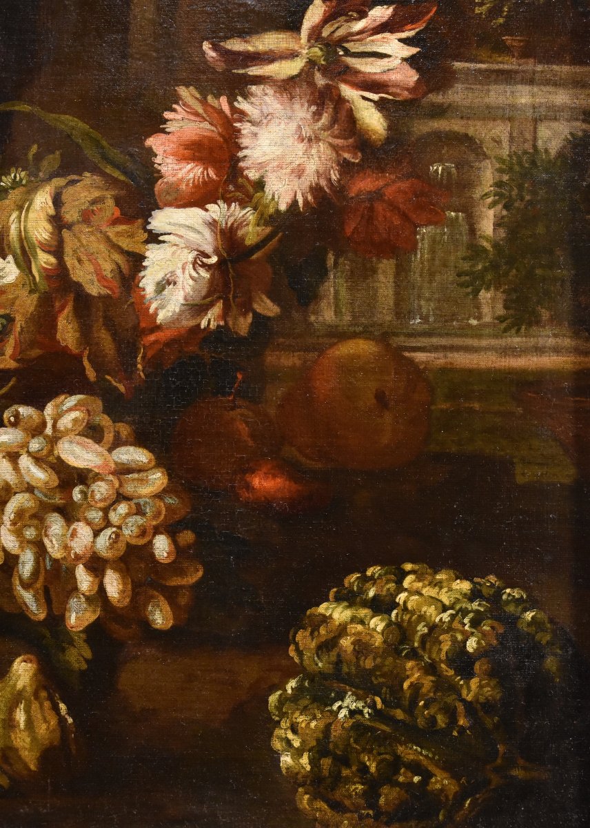 Natura morta con festone di fiori e frutta, Aniello Ascione (Napoli, notizie dal 1680 al 1708)-photo-3